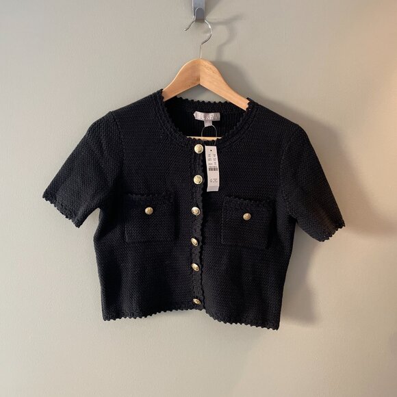 NWT J.Crew Lady Sweater Crochet Knit Jacket and Skirt Set Black Size XS - Picture 3 of 6